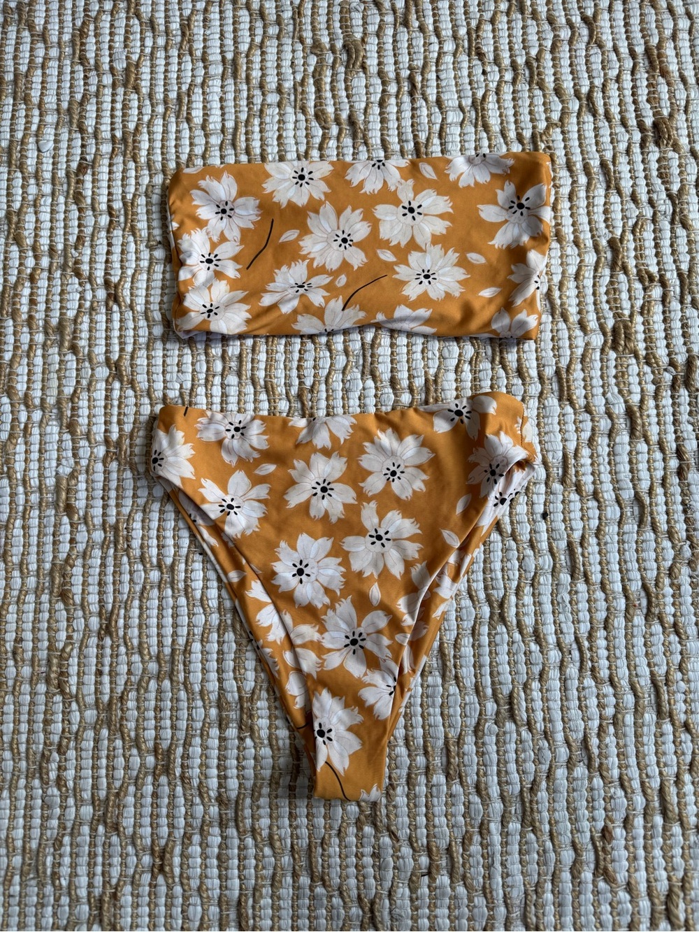 Stone Fox Swim Mustard Yellow Floral Bandeau Bikini Set